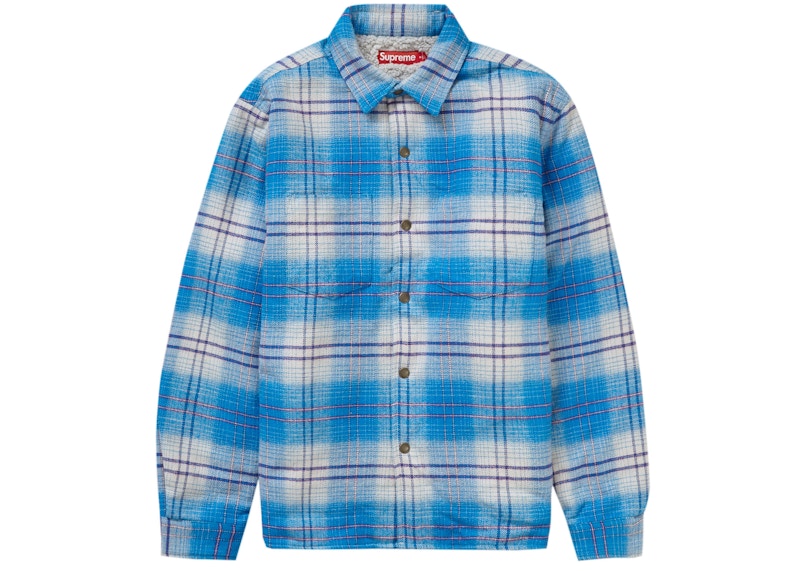 Buy Supreme Lined Flannel Snap Shirt Blue
