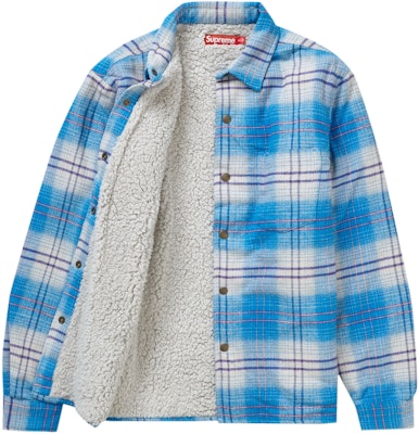 10,000円SUPREME Lined Flannel Snap Shirt L Blue