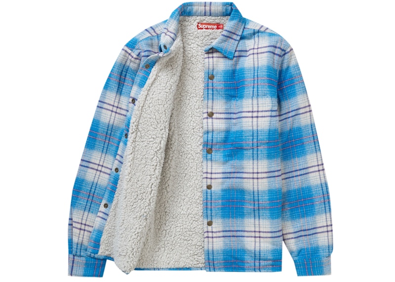 Order Supreme Lined Flannel Snap Shirt Blue