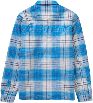 Supreme Lined Flannel Snap Shirt Blue - Novelship
