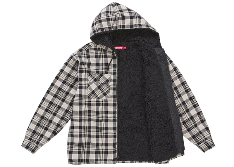 Supreme Lined Zip Up Hooded Flannel Shirt White 圖 2