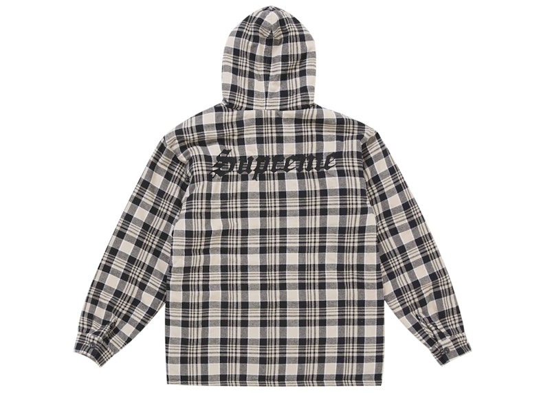 Supreme Lined Zip Up Hooded Flannel Shirt White 圖 3