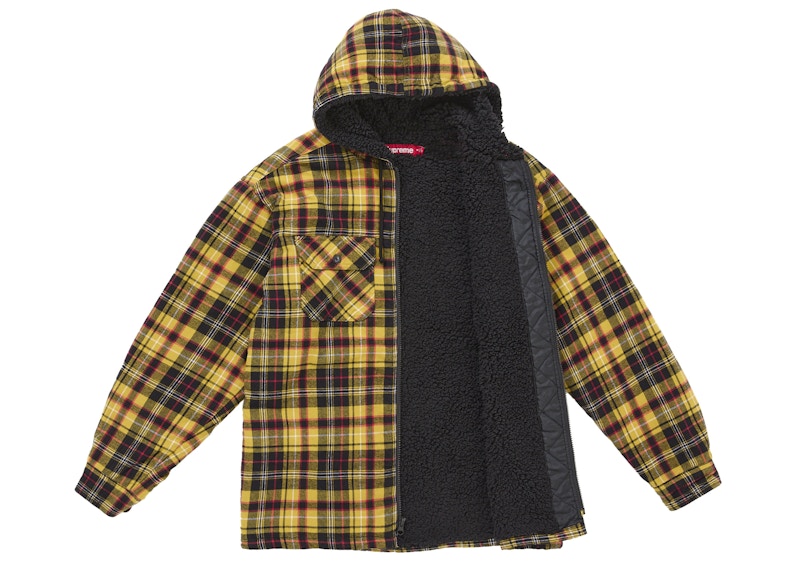 Supreme Lined Zip Up Hooded Flannel Shirt Yellow 圖 2