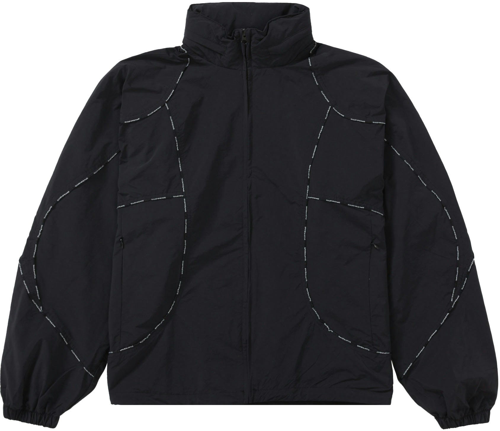 Supreme Logo Piping Hooded Track Jacket Black