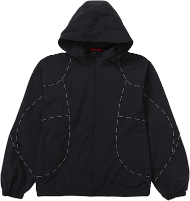 Supreme Logo Piping Hooded Track Jacket Black - Novelship