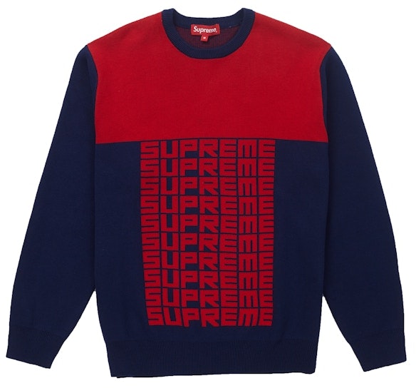 supreme-logo-repeat-sweater-navy-red