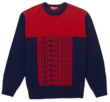 Supreme Logo Repeat Sweater Navy Red Supreme Logo Repeat Sweater Navy Red