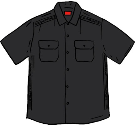 Supreme Logo Rib S/S Work Shirt Black Buy Supreme Logo Rib S/S Work Shirt Black