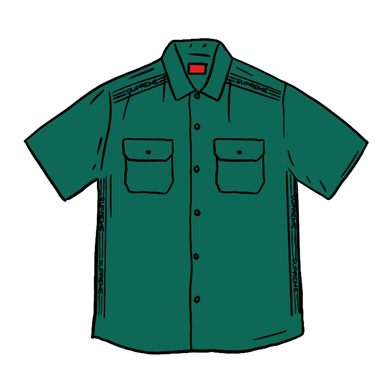 Supreme Logo Rib S/S Work Shirt Green