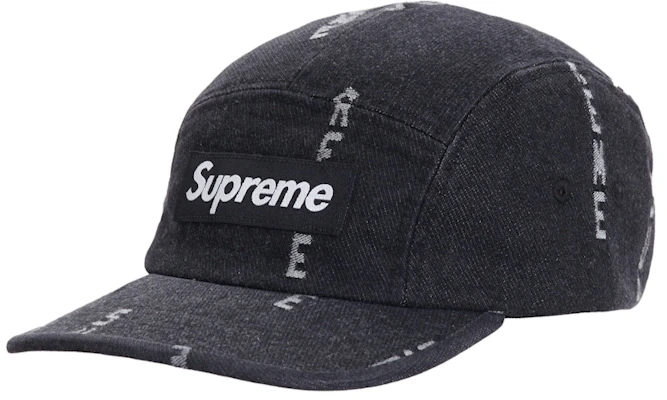 Supreme Logo Stripe Jacquard Denim Camp Cap Black Buy Supreme Logo Stripe Jacquard Denim Camp Cap Black