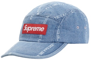 Supreme Logo Stripe Jacquard Denim Camp Cap Blue Supreme Logo Stripe Jacquard Denim Camp Cap Blue