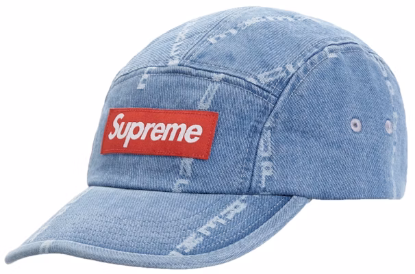 Supreme Logo Stripe Jacquard Denim Camp Cap Blue Buy Supreme Logo Stripe Jacquard Denim Camp Cap Blue