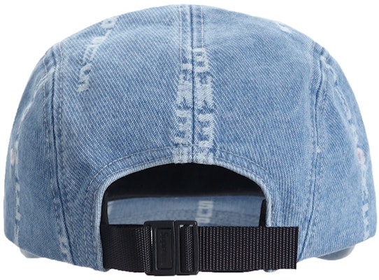 Supreme Logo Stripe Jacquard Denim Camp Cap Blue Order Supreme Logo Stripe Jacquard Denim Camp Cap Blue