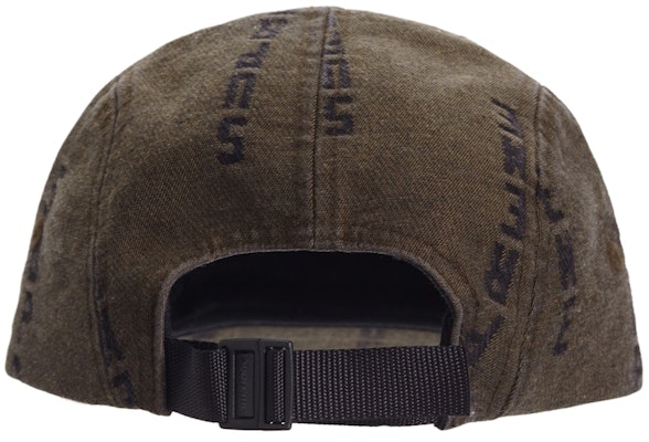 Topi Camp Denim Jacquard Stripe Logo Supreme Coklat Order Topi Camp Denim Jacquard Stripe Logo Supreme Coklat