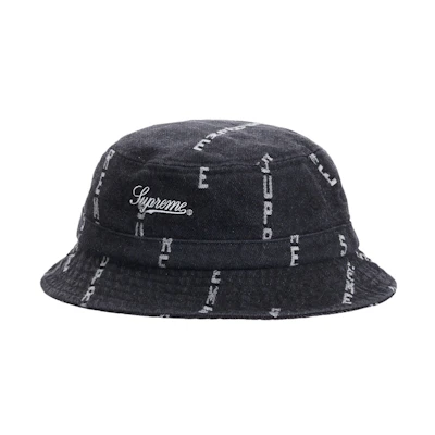 Supreme Logo Stripe Jacquard Denim Crusher Black