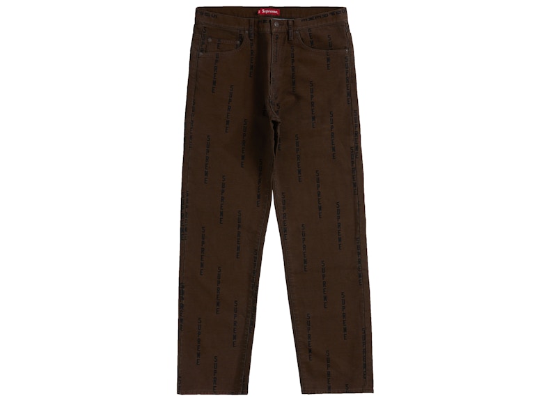 Supreme Logo Stripe Jacquard Regular Jean Brown