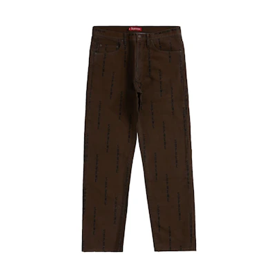 Supreme Logo Stripe Jacquard Regular Jean Brown