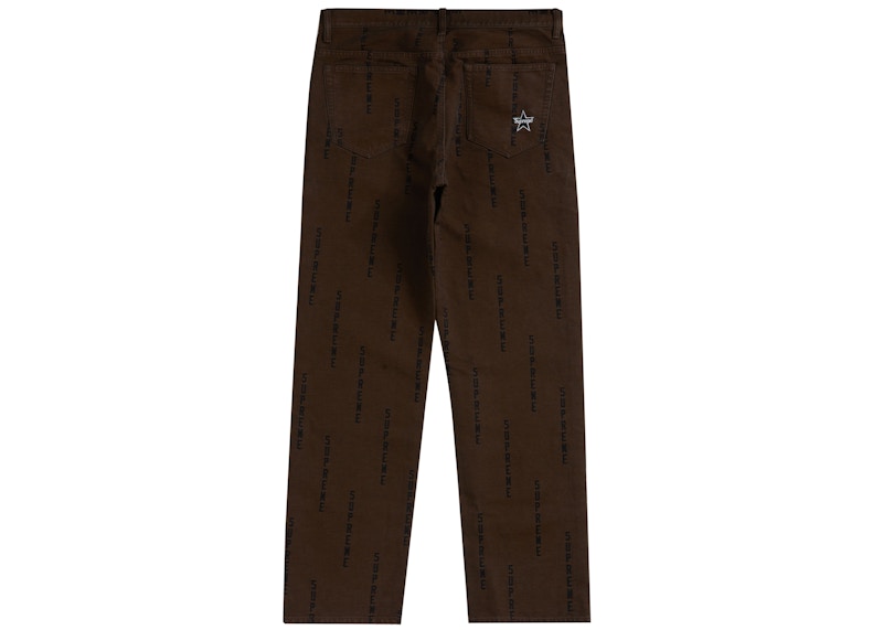 Order Supreme 標誌條紋提花常規牛仔褲 褐色