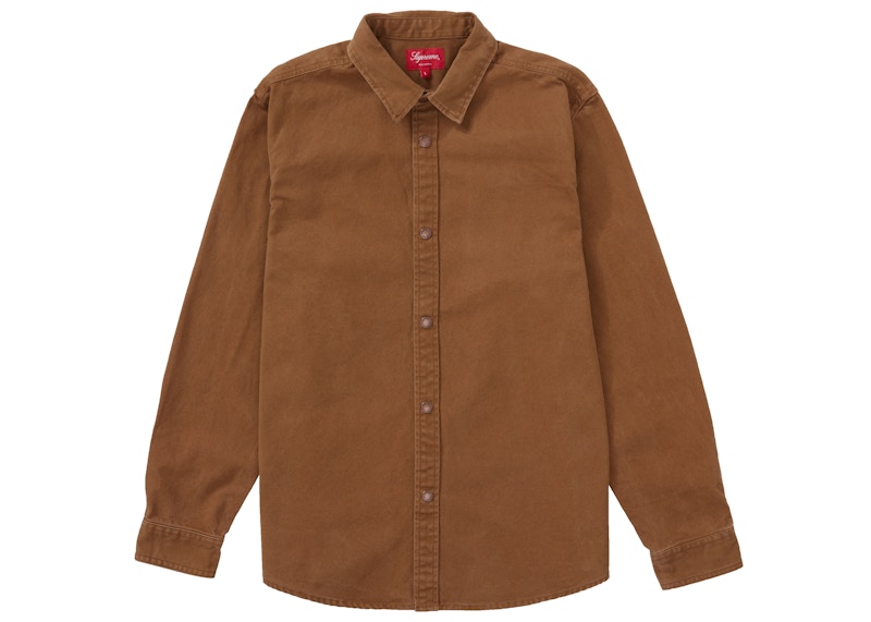 Supreme Logo Taping Work Shirt Brown