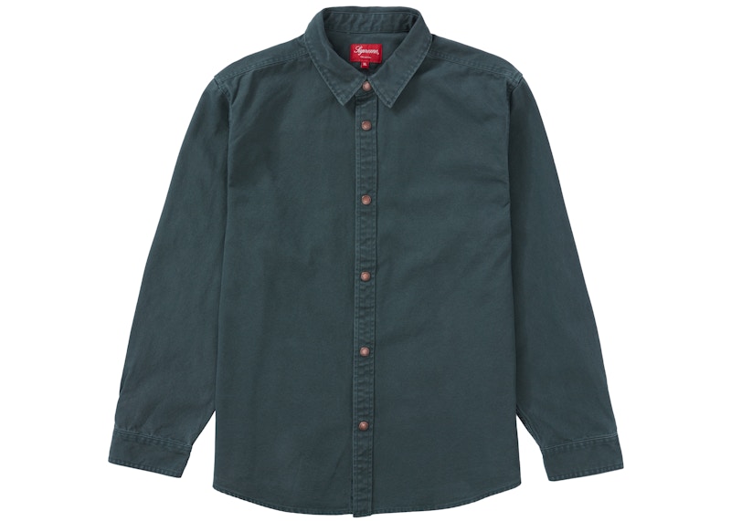 Supreme Logo Taping Work Shirt Dark Green
