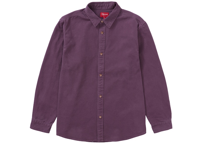 Supreme Logo Taping Work Shirt Dusty Purple
