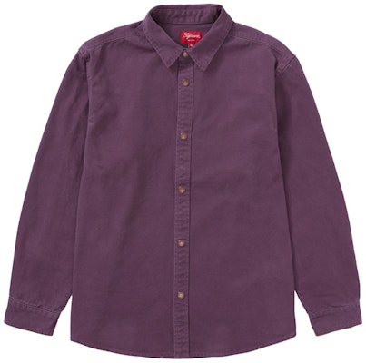 Camisa de Trabajo Supreme Logo Taping Púrpura Polvoriento Buy Camisa de Trabajo Supreme Logo Taping Púrpura Polvoriento