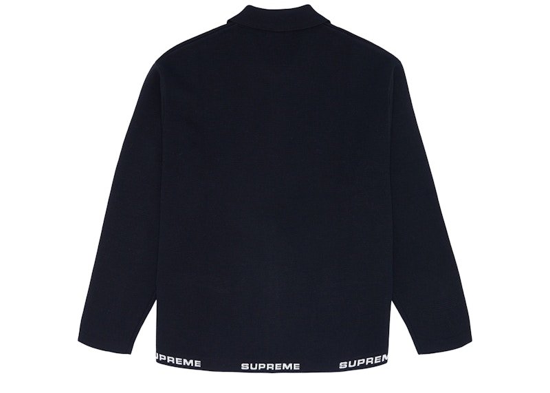 Supreme Logo Trim Zip Up Cardigan Black 圖 2