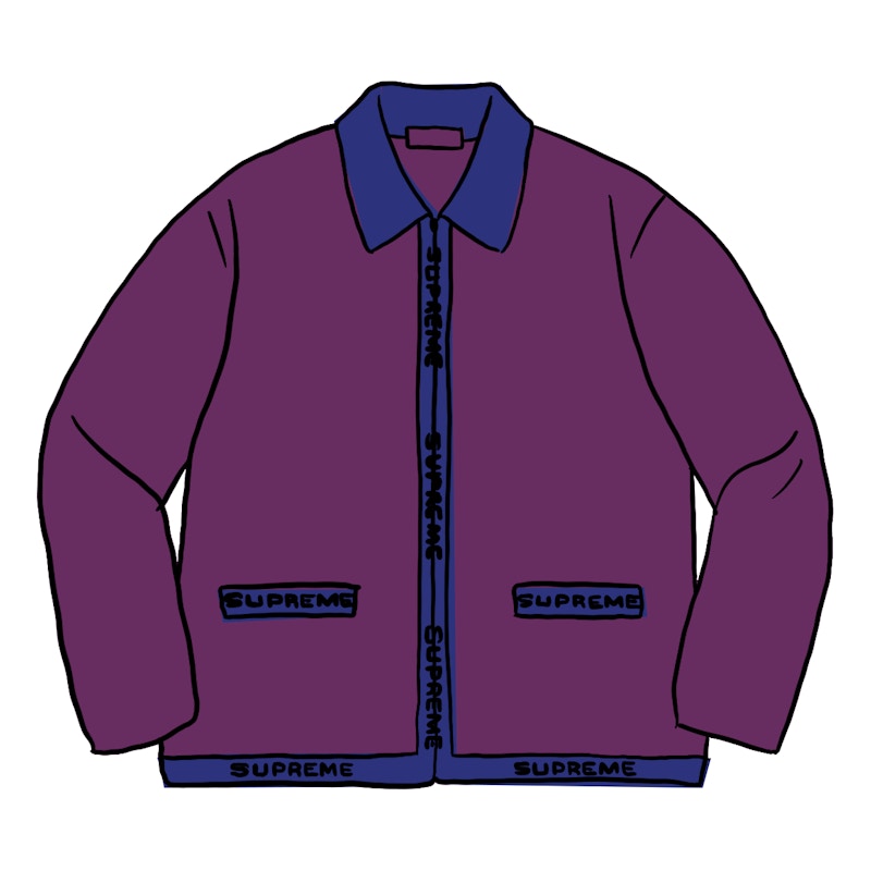 Buy Supreme Logo Trim Zip Up Cardigan Purple