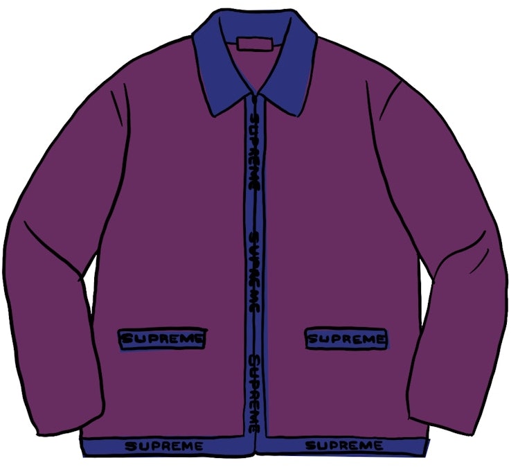 supreme-logo-trim-zip-up-cardigan-purple