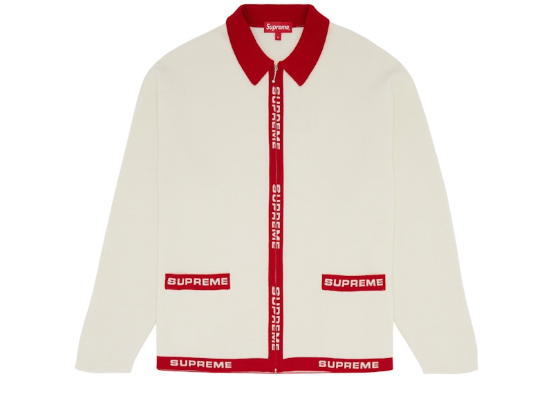 Buy Supreme Logo Trim Zip Up Cardigan White - Novelship
