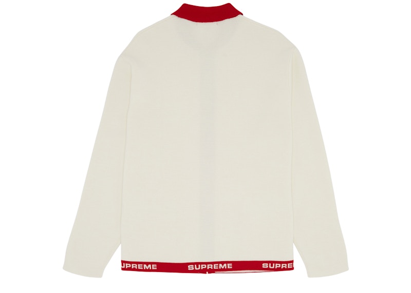 Buy Supreme Logo Trim Zip Up Cardigan White - Novelship