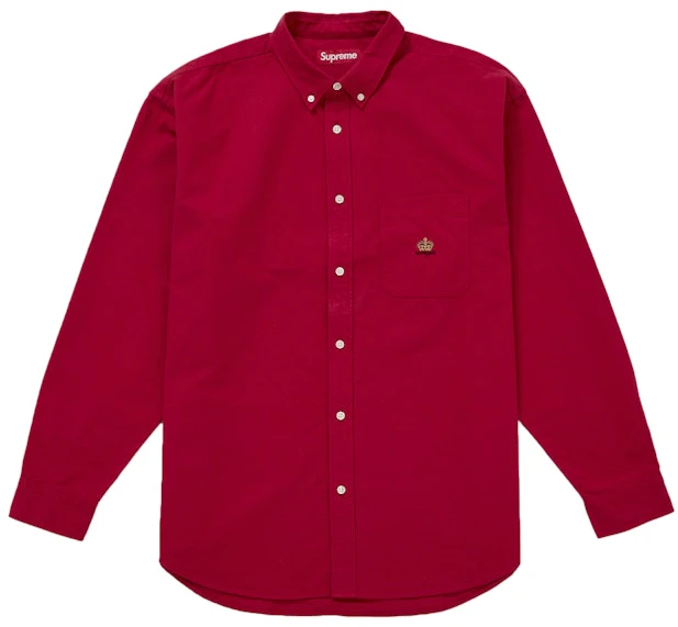 supreme-loose-fit-flannel-oxford-shirt-fw-25-red
