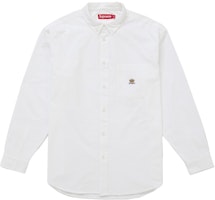 Supreme Loose Fit Flannel Oxford Shirt (FW25) White Supreme Loose Fit Flannel Oxford Shirt (FW25) White