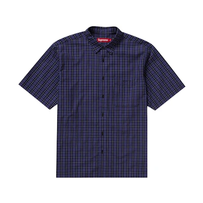 Supreme Loose Fit Mini Plaid S/S Shirt Navy