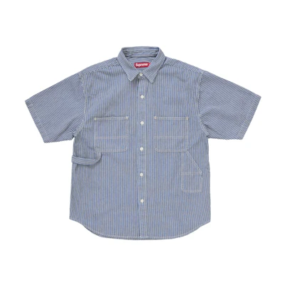 Supreme Loose Fit S/S Denim Painter Shirt (SS25) Blue Pinstripe