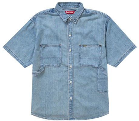Supreme Loose Fit S/S Denim Painter Shirt Washed Blue Buy Supreme Loose Fit S/S Denim Painter Shirt Washed Blue