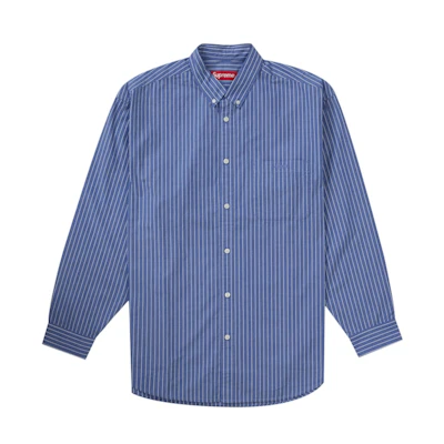 Supreme Loose Fit Stripe Shirt Blue