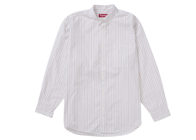 Supreme Loose Fit Stripe Shirt White