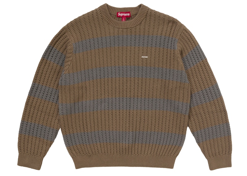 Supreme Loose Gauge Stripe Small Box Sweater Khaki