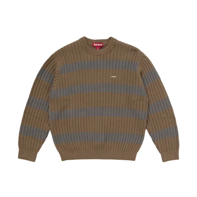 Supreme Loose Gauge Stripe Small Box Sweater Khaki