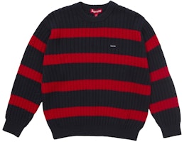 Supreme Loose Gauge Stripe Small Box Sweater Navy Supreme Loose Gauge Stripe Small Box Sweater Navy
