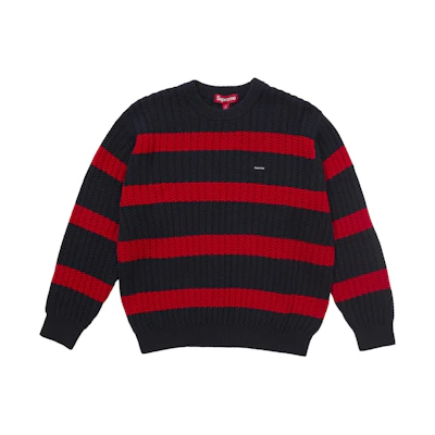 Supreme Loose Gauge Stripe Small Box Sweater Navy