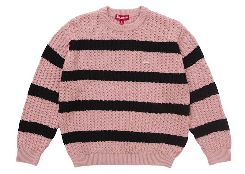 Supreme Loose Gauge Stripe Small Box Sweater Pink