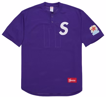 Supreme Los Angeles Shop S Logo Baseball Henley Purple Buy Supreme Los Angeles Shop S Logo Baseball Henley Purple