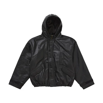 Supreme Marithé + François Girbaud Hooded Leather Flight Bomber Jacket Black