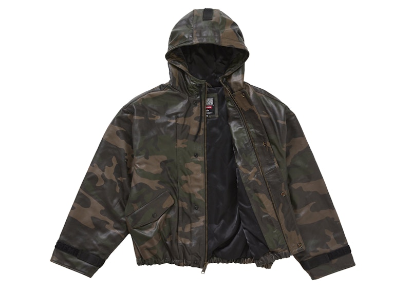 Order 至高Marithé+François Girbaud迷彩皮革连帽飞行员夹克