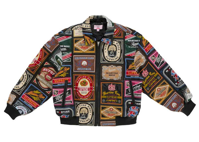 Supreme Martine Rose Patchwork Labels Leather Jacket Black