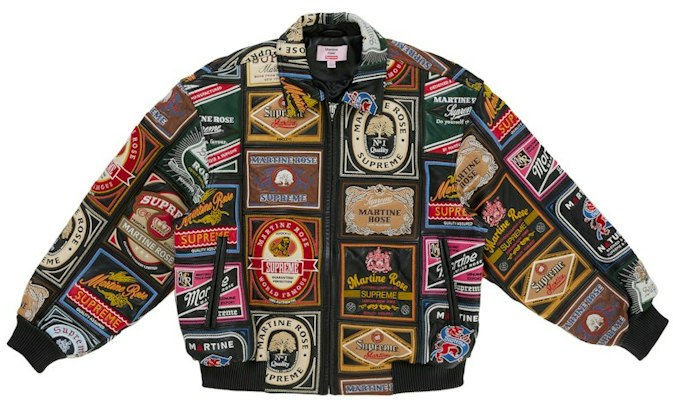 Supreme x Martine Rose 拼布標籤皮革外套 黑色 Buy Supreme x Martine Rose 拼布標籤皮革外套 黑色