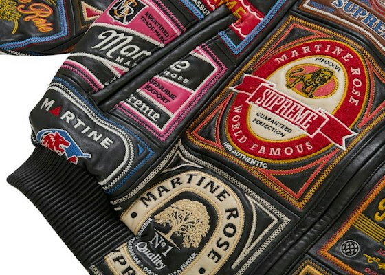 Supreme x Martine Rose 拼布標籤皮革外套 黑色 Purchase Supreme x Martine Rose 拼布標籤皮革外套 黑色