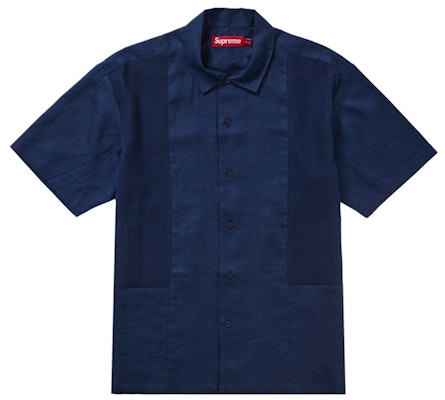 Supreme Mesh Panel Linen S/S Shirt Navy Buy Supreme Mesh Panel Linen S/S Shirt Navy